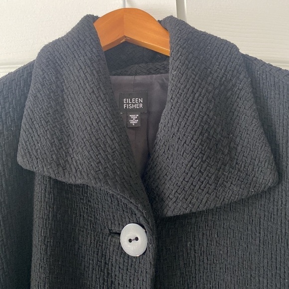 Eileen Fisher black coat, single button, black, size L - Picture 2 of 5
